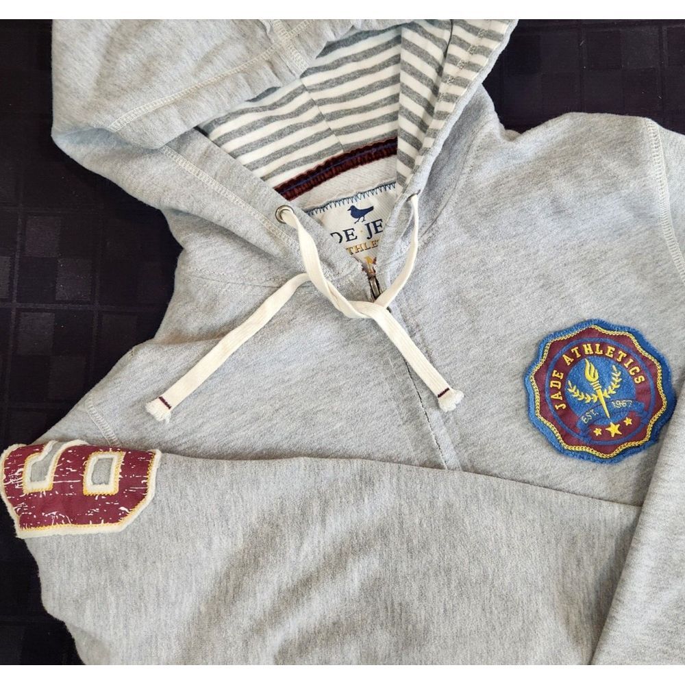 Jade Jeans‎ Womens Full Zip Gray Hoodie Medium Y2K Vintage Decorative Patches - Picture 6 of 6